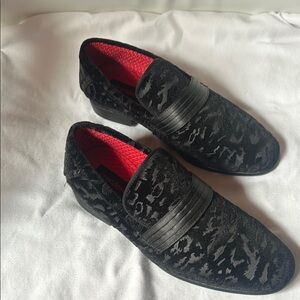 Men's Black Patterned Loafers